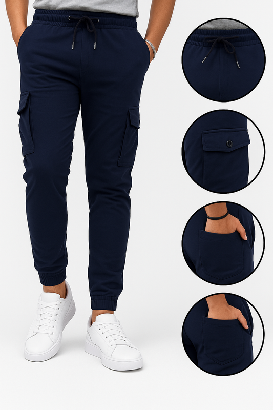 Men's Regular Fit Cargo Trousers with Multiple Pockets
